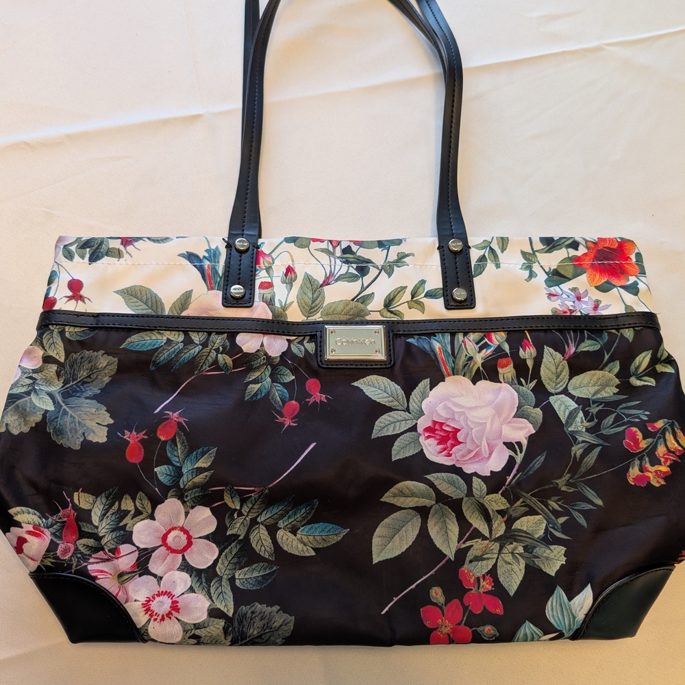 Calvin Klein Black Floral Tote - Picture 1 of 14